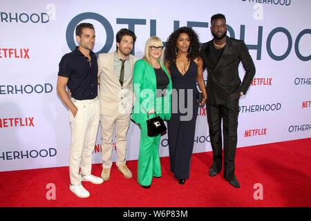 Frank de Julio, Jake Hoffman, Patricia Arquette, Angela Bassett e pareti Sinqua presso il Los Angeles speciale proiezione di Netflix 'Otherhood" tenutasi presso il teatro egiziano in Hollywood, CA, 31 luglio 2019. Foto: Richard Chavez / PictureLux Foto Stock