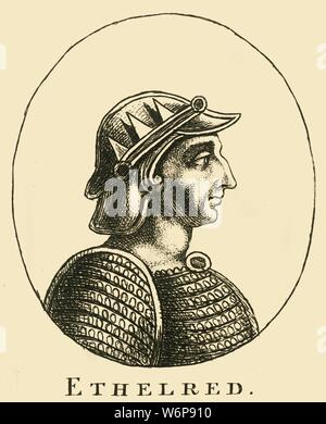 "Ethelred', del XVIII secolo. Ethelred II (l'(nella quasi totalità) impreparati) (c.966- 1016), noto come il (nella quasi totalità) impreparati, era il re dell'inglese da 978 a 1013 e di nuovo dal 1014 fino alla sua morte. Foto Stock