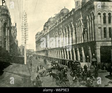 'A Sydney Street View', 1901. Sydney, Fondata come colonia penale britannica nel 1788 e a seguito della depressione del 1890, divenne uno dei sei colonie che hanno accettato di formare la federazione del Commonwealth of Australia. Da "Australia Federated". [La società Werner, London, 1901] Foto Stock