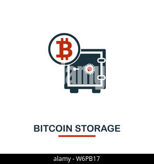 Icona di Bitcoin Storage. Design creativo a due colori dalla collezione di icone di valuta criptata. Semplice icona di archiviazione con bitron per il web design e le app Foto Stock