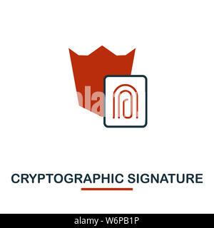 Firma crittografica icona. Creative due colori design dalla moneta crypto raccolta di icone. Pittogramma di semplice firma crittografica icona per il web Foto Stock