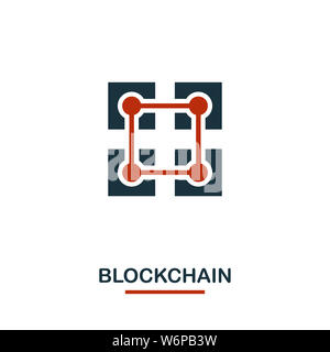 Icona Blockchain. Design creativo a due colori dalla collezione di icone di valuta criptata. Icona a catena di blocchi con pittogramma semplice per web design, app, software Foto Stock