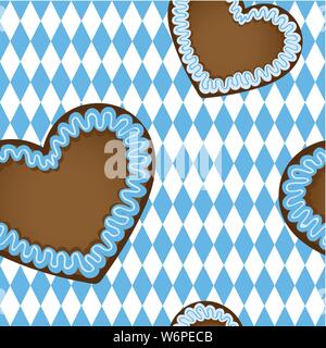 Modello senza giunture gingerbread cuore bavaria design illustrazione vettoriale EPS10 Illustrazione Vettoriale