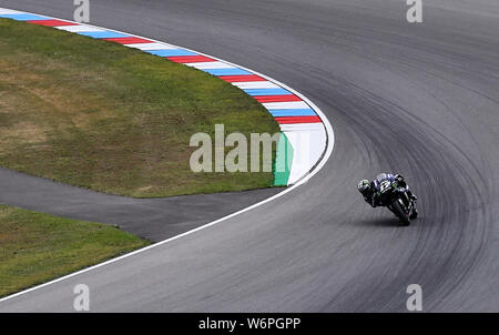 Brno, Repubblica Ceca. 02Aug, 2019. Lo spagnolo della MotoGP MAVERICK VINALES durante il ceco Grand Prix Moto GP e la formazione di Brno, in Repubblica ceca, agosto 2nd, 2019. Credito: Lubos Pavlicek/CTK foto/Alamy Live News Foto Stock