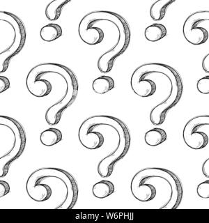 Un punto interrogativo in seamless pattern. Disegnata a mano doodle Illustrazione Vettoriale