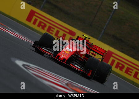 Budapest, Ungheria. 02Aug, 2019. #16 Charles Leclerc, la Scuderia Ferrari. GP di Ungheria, Budapest 2-4 agosto 2019. Credit: Indipendente Agenzia fotografica/Alamy Live News Foto Stock