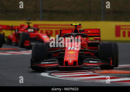 Budapest, Ungheria. 02Aug, 2019. #16 Charles Leclerc, la Scuderia Ferrari. GP di Ungheria, Budapest 2-4 agosto 2019. Credit: Indipendente Agenzia fotografica/Alamy Live News Foto Stock