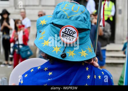 SODEM Pro UE manifestanti hanno dimostrato a favore del Regno Unito rimanente nell'Unione europea. L'Ufficio di Gabinetto, Whitehall, Londra. Regno Unito Foto Stock