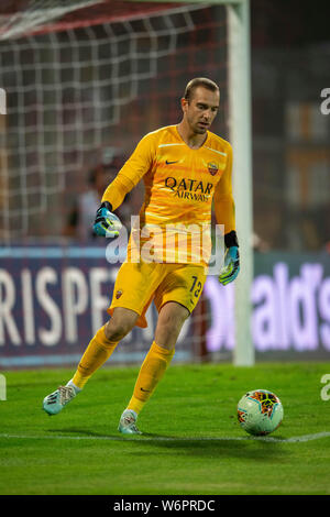 Pau Lopez Sabata (Roma) durante la pre-stagione amichevole tra Perugia 1-3 Roma a Renato Curi Stadium il 31 luglio 2019 a Perugia, Italia. (Foto di Maurizio Borsari/AFLO) Foto Stock