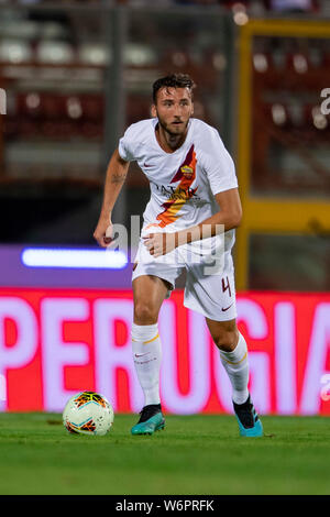 Bryan Cristante (Roma) durante la pre-stagione amichevole tra Perugia 1-3 Roma a Renato Curi Stadium il 31 luglio 2019 a Perugia, Italia. (Foto di Maurizio Borsari/AFLO) Foto Stock