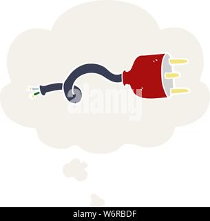 Cartoon spina elettrica con bolle di pensiero in stile retrò Illustrazione Vettoriale
