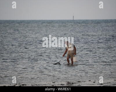 Sheerness, Kent, Regno Unito. Il 2 agosto, 2019. Meteo REGNO UNITO: stasera del tramonto in Sheerness, Kent. Credito: James Bell/Alamy Live News Foto Stock