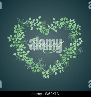 Disegnato a mano cornici floreali con foglie. floral telaio a molla. illustrazione vettoriale Illustrazione Vettoriale