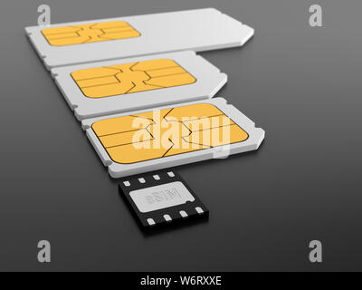 ESIM e schede SIM, illustrazione. Foto Stock