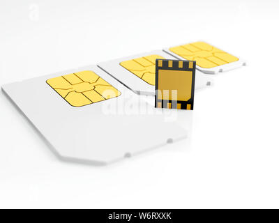 ESIM e schede SIM, illustrazione. Foto Stock