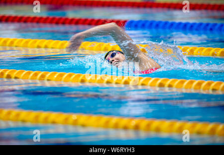 Berlino, Deutschland. 02Aug, 2019. Sarah KOEHLER (Köhler) (SG Francoforte) azione. Vorlauf 400m Freestyle donne su 02.08.2019 tedesco Nuoto Campionati 2019, dal 01.08. - 04.08.2019 a Berlino e in Germania. | Utilizzo di credito in tutto il mondo: dpa/Alamy Live News Foto Stock