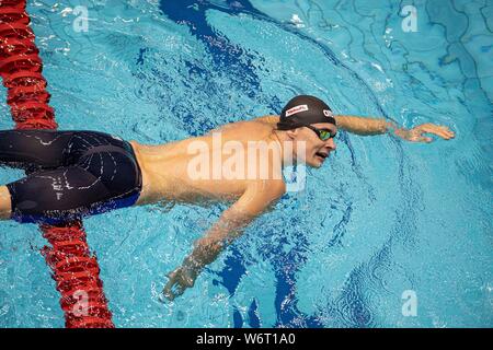 Berlino, Deutschland. 02Aug, 2019. Cristian DIENER (Potsdam SV) dopo la gara, filo 100m indietro degli uomini su 02.08.2019 tedesco Nuoto Campionati 2019, dal 01.08. - 04.08.2019 a Berlino e in Germania. | Utilizzo di credito in tutto il mondo: dpa/Alamy Live News Foto Stock