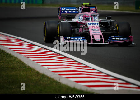 SportPesa Racing punto F1 del Team pilota canadese lancia passeggiata compete durante la prima sessione di prove libere ungherese della F1 Grand Prix. Foto Stock