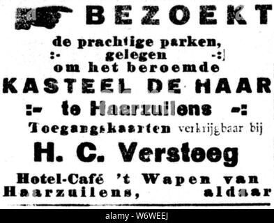 De Gooi- en Eemlander vol 044 n. 049 pubblicità BEZOEKT De prachtige parken gelegen om het beroemde KASTEEL DE HAAR Haarzuilens te. Foto Stock
