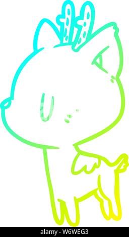 Gradiente a freddo la linea di disegno di un carino cervi Illustrazione Vettoriale
