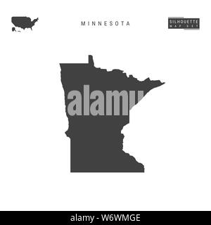 Minnesota Stato Usa mappa vuota isolata su sfondo bianco. High-Detailed silhouette nera Mappa del Minnesota. Foto Stock