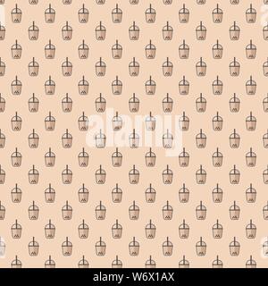 Bolla di tè latte pattern su sfondo bianco illustrazione vettore Illustrazione Vettoriale
