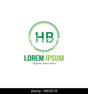 HB iniziali del modello del logo con un moderno telaio. HB minimalista lettera logo illustrazione vettoriale design Illustrazione Vettoriale