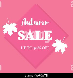 Illustrazione Vettoriale. Il concetto di vendita autunnale. maple leaf in autunno con la vendita di iscrizione Illustrazione Vettoriale