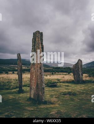 Machrie Moor pietre permanente, Isle of Arran, Scozia. Foto Stock