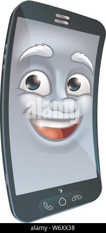 Cell Mobile Phone mascotte cartoon Character Illustrazione Vettoriale