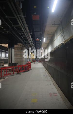 Canary Wharf stazione Crossrail in costruzione Foto Stock