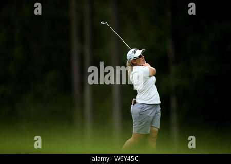 Sud Africa Ashleigh Buhai sul quinto foro durante il giorno 3 dell'AIG donna British Open at Woburn Golf Club, poco Brickhill. Foto Stock