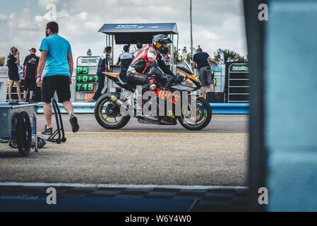 BSB British Super Bike campionati Racing Moto Thruxton circuito, Thruxton vicino a Andover Hampshire Inghilterra Foto Stock