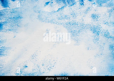 Acquerello blu e bianco verniciato di colore sfondo texture Foto Stock