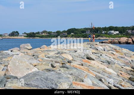 Vista del porto di Rockport su Cape Ann, North Shore di Boston, Massachusetts Foto Stock