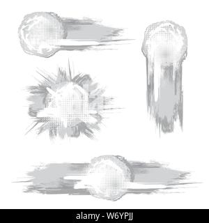 Insieme di diversi gruppi grunge bianco e grigio macchie di inchiostro telaio Illustrazione Vettoriale