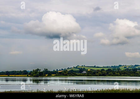 Lago Llangorse nel Parco Nazionale di Brecon Beacons Powys ed è il più grande lago naturale in Galles del Sud Foto Stock