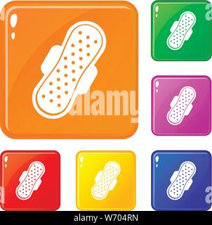 Assorbente igienico set di icone a colori del vettore Illustrazione Vettoriale