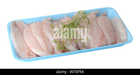 Il coriandolo fiore di filetti Pesce gatto isolati su sfondo bianco Foto Stock