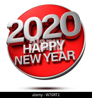 Felice Anno Nuovo 2020 3D rendering viene contrassegnata da un cerchio rosso. Foto Stock