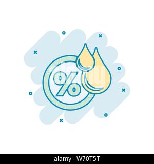 Icona di umidità in stile fumetto. Vettore di clima cartoon illustrazione in bianco sullo sfondo isolato. Previsioni di temperatura la concezione di business effetto splash. Illustrazione Vettoriale