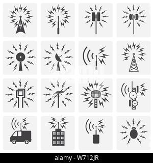Antenne icone correlate impostato su sfondo per progettazione grafica e web. Illustrazione semplice. Concetto di Internet il simbolo per il sito web o il pulsante mobile app. Illustrazione Vettoriale