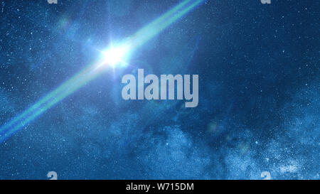 Blu brillante stella nella parte anteriore la Via Lattea Foto Stock
