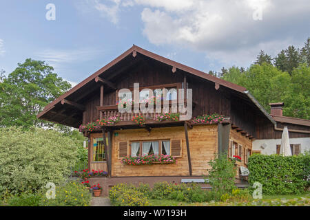 Casa in legno, Bayerisch Eisenstein, Bayerischer Wald, Baviera, Germania Foto Stock