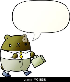 Cartoon recare in abiti da lavoro con il discorso di bolla in buon stile gradiente Illustrazione Vettoriale