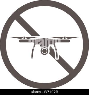 Fuchi non consentita, drone segno di divieto o l'icona illustrazione vettoriale Illustrazione Vettoriale
