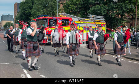 Glasgow, Scotland, Regno Unito. 3 agosto 2019: Il Govanhill sfilata di carnevale a lato sud di Glasgow. Foto Stock