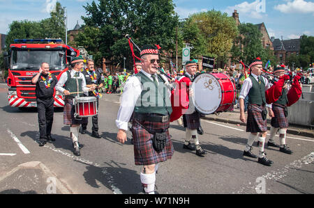 Glasgow, Scotland, Regno Unito. 3 agosto 2019: Il Govanhill sfilata di carnevale a lato sud di Glasgow. Foto Stock
