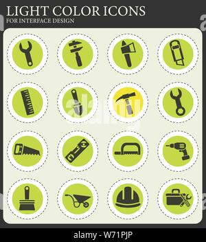 Strumenti di lavoro imposta icona Illustrazione Vettoriale