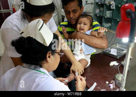 Dacca in Bangladesh - Agosto 04, 2019: il numero di bambini affetti da febbre dengue presso la Santa Famiglia Red Crescent Hospital a Dhaka, nel Bangladesh. Foto Stock